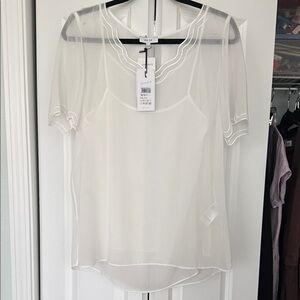 Reiss NWT Sheer White Blouse